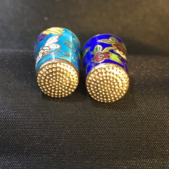 Enameled Cloisonné Thimbles set of 2. Sewing, crafting, collectibles - Picture 4 of 5